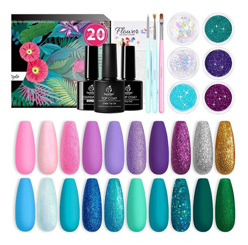 Caja X20 Esmaltes Beettles Uv Semipermanente +3 Gel + Acces