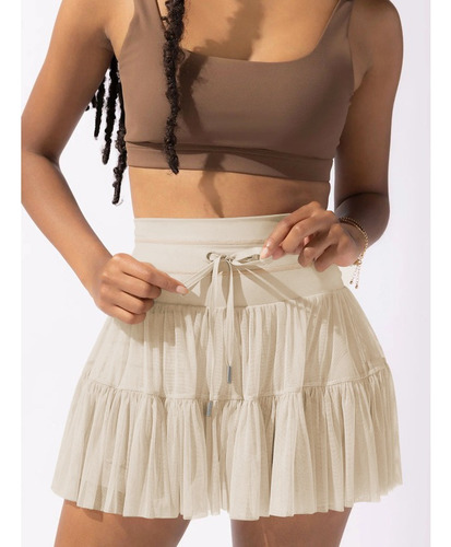 Elegante Falda Plisada De Cintura Alta Para Mujer