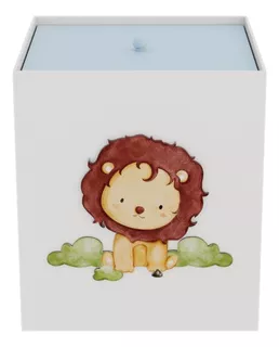 Lixeira Kit Higiene Mdf C Tampa Quarto Infantil Safari Selva