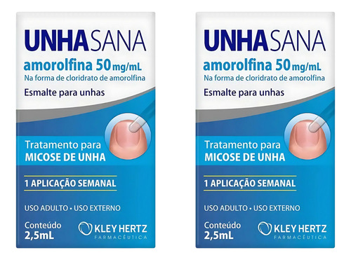 Unha Sana Esmalte Antimicótico 50mg/ml (kit 2x2,5ml=5ml) Sem Cor
