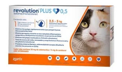 Antiparasitario Revolution Plus 0,5/  2,5 A 5 Kg/boxcatchile