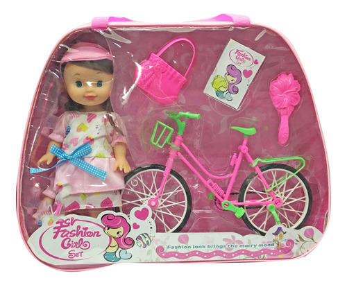 Muñeca Con Bicicleta Y Acces En Valija