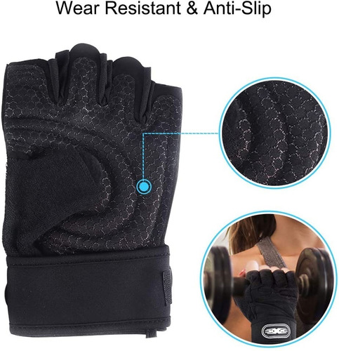 Imagen 8 de 10 de Guantes Gym Deportivos Con Muñequera Antideslizante Unisex