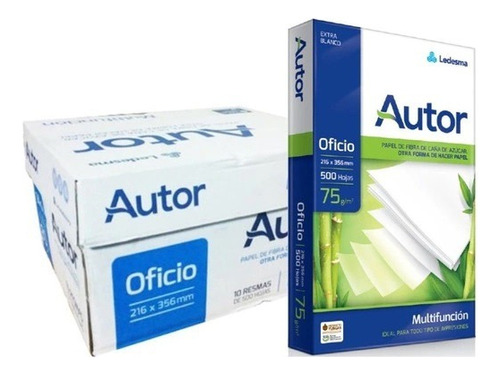 Resma Autor Oficio 75 Grs . Caja X 10 Resmas