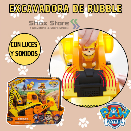 Play Set Paw Patrol Rubble Excavadora De Lujo Luces Sonido