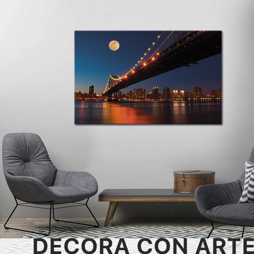 Cuadro Puente De Manhattan Nueva York Arte Canvas 90x60 P2