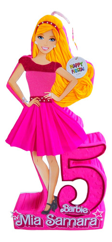 Piñata Barbie Número Y Nombre A Elegir 80 Cm Fiesta