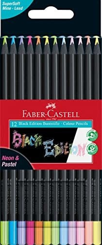 Faber-castell Colorear Lápices Negro Edición Neón Y P2xvc