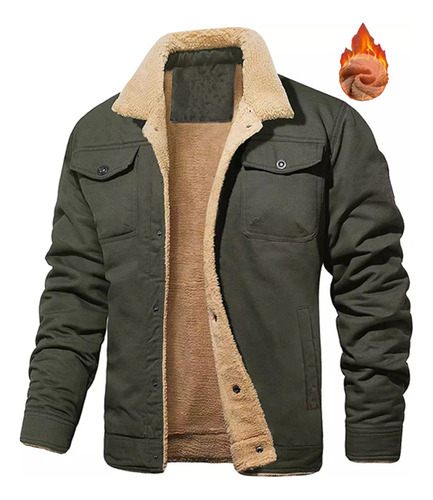 Chaqueta Gruesa Y Cálida Con Forro Polar Para Hombre