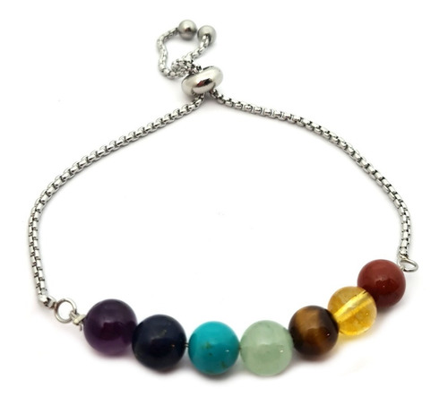 Pulsera 7 Chakras Piedras Naturales Acero Inoxidable