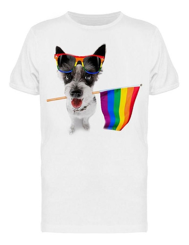 Alegre Perrito Con Bandera Lgbt Playera De Hombre