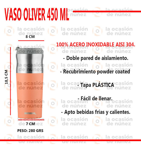 Imagen 2 de 7 de Jarro Vaso Termico Waterdog Tapa 450 Cc Hermetico A.inoxida