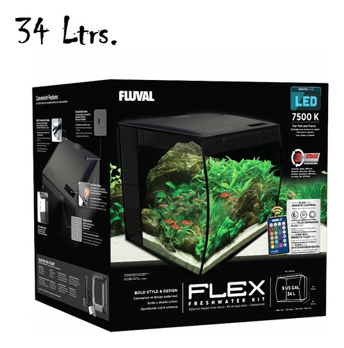 Kit Acuario Fluval Flex Led Concavo 3 Tamaños 34/57/123 Ltrs