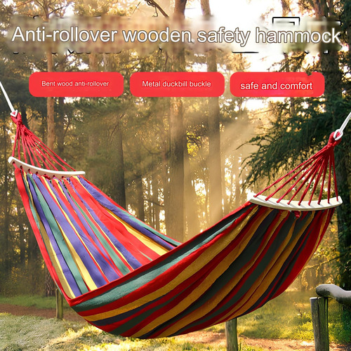 Hamaca Algodón Para Jardín Camping Cómoda De Tela Portátil