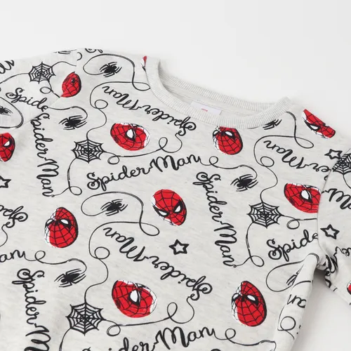 Poleron Cerrado Niño Spiderman Telaraña Gris Marvel