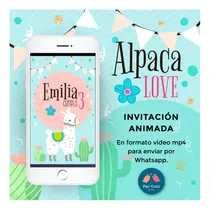 Comprar Video Invitación Animada - Alpaca Love \u002F Llamita Y Cactus