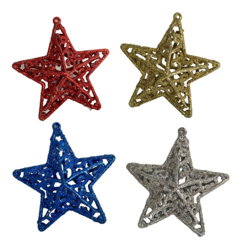 Estrella Navideña X 4 Para Arbolito Adorno Deco Navidad