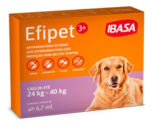 Eliminador de pulgas y garrapatas Efipet para perros de 24 a 40 kg