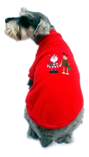 Suéter Polar Navidad Rojo Perro Bordado Talla 2 Pet Pals