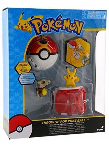 Tomy Pokemon Throw 'n' Pop Duel Pikachu Pokeball  M9f6r