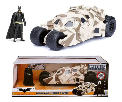 Carrinho Carro Miniatura Batmóvel E Batman Coleção 1:24 Cor Camuflado Dark Knight Tumbler 2008