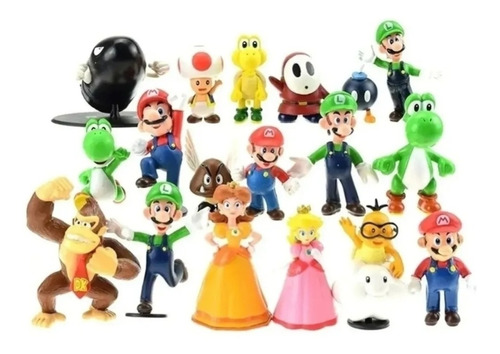 Set De 18 Figuras De Colección De Los Personajes Mario Bross