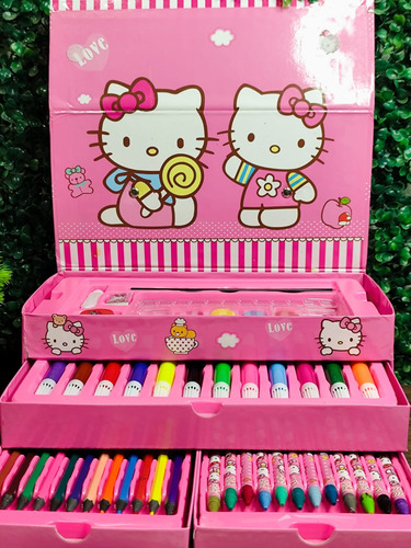 Maletín De Plumones, Colores Y Pinturas De Hello Kitty