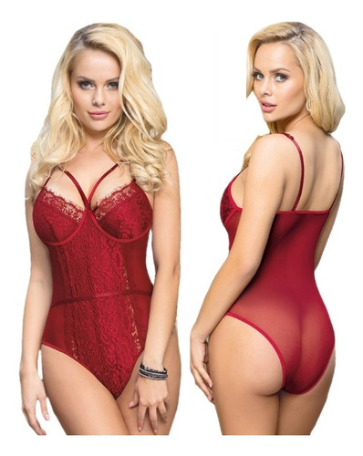 Body Negro Sexy Con Aro - Rojo, Negro, Blanco - Hasta 5xl