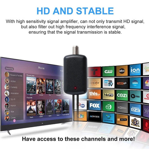 Imagem 3 de 6 de Antena Digital Interna 4k Full Hd Digital Slim Antena Tv