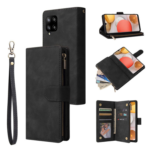 Funda Cartera Para Galaxy A12 5g/m12 5g Negro Vintage Pu -2