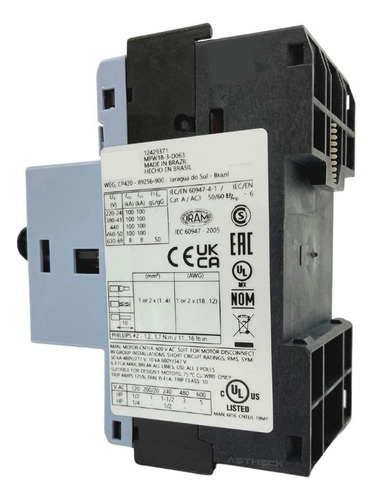 Disjuntor Motor Az 4-6,3a Mpw18-3-d063 Weg