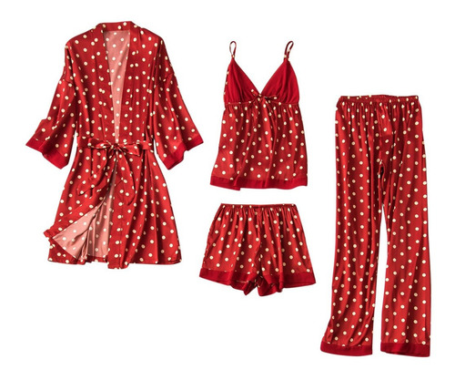 Camisón Pijama De Seda Satinada Para Mujer Bata De Baño 