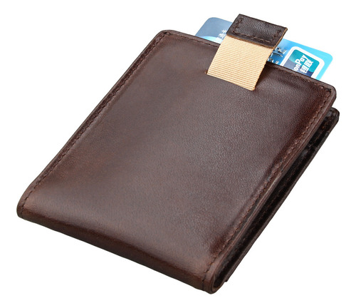 Monedero Multifuncional De Cuero Genuino Rfid Money Clip