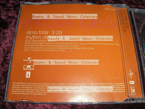 Enrique Iglesias Ritmo Total Cd Single 2 Tracks De Coleccion (Usado)