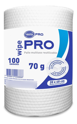 Virutex Paño Multiuso Reutilizable 20x40 Cm 100 Unid