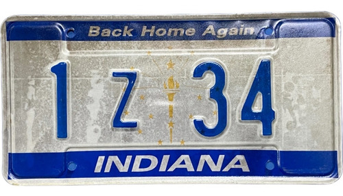 Indiana Original Placa Metálica Carro Usa Eua Americana