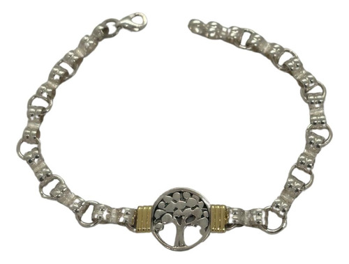 Pulsera Plata Y Aplique C/ Árbol De La Vida Calado (p195)