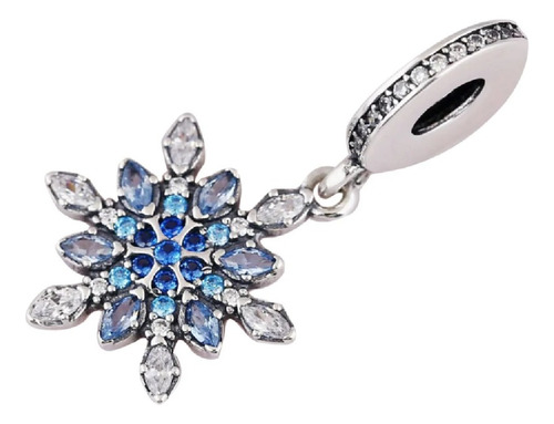 Charm Copo De Nieve Con Circones En Plata 925 Silver Heart