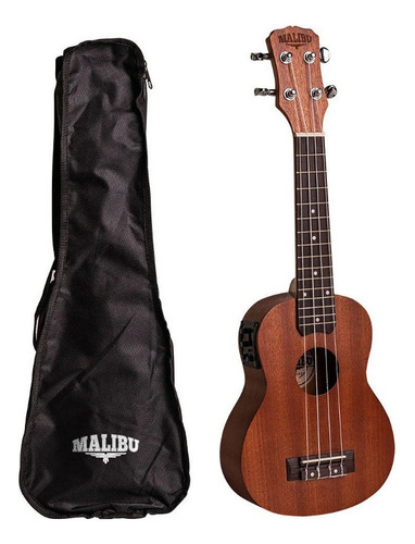 Ukulele Malibu Soprano Elet Natural Fosco 21-s C/capa Cor Marrom