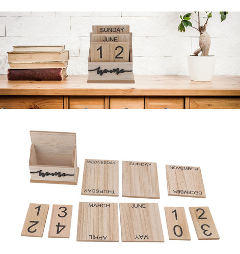 Manual De Calendário De Mesa Com Data Perpétua De Madeira, V