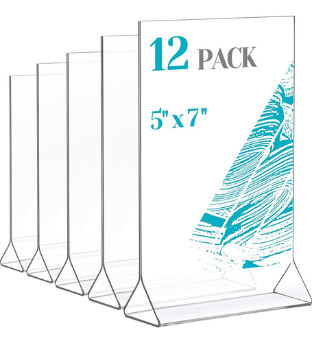 12 Packs Acrylic Sign Holders Clear Vertical Picture Fram Aa