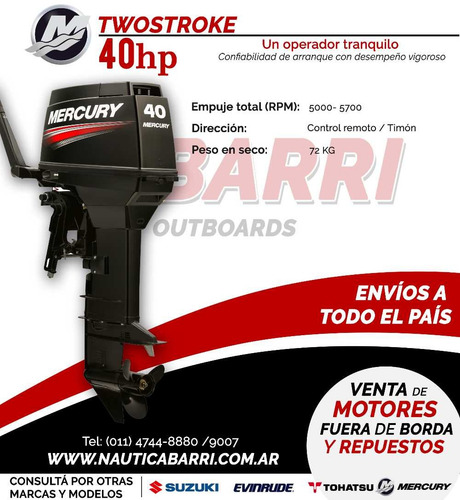 Motor Fuera De Borda Mercury 40 Hp M 2 Tiempos