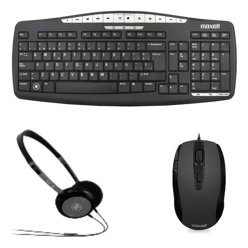 Kit Home Office Maxell Mouse + Teclado + Auriculares Con Mic