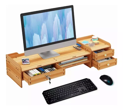 Soporte de monitor / elevador de monitor / soporte de monitor dual / madera  maciza / colores personalizados / estante de escritorio -  México