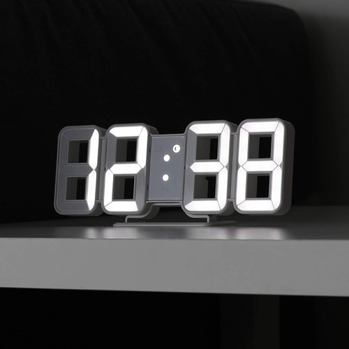 Reloj Led 3d Blanco Puro, Reloj Led Multifunción (calendario