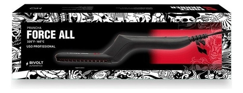 Prancha Cabelo Barba Mqhair Force All Preta Bivolt Cor Preto