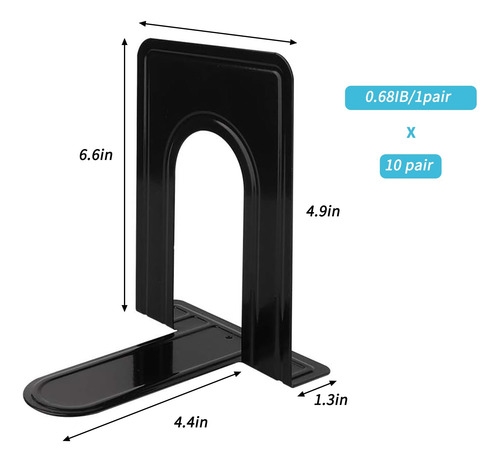 Set De 5pares De Soportes Para Libros Organizador De Estante