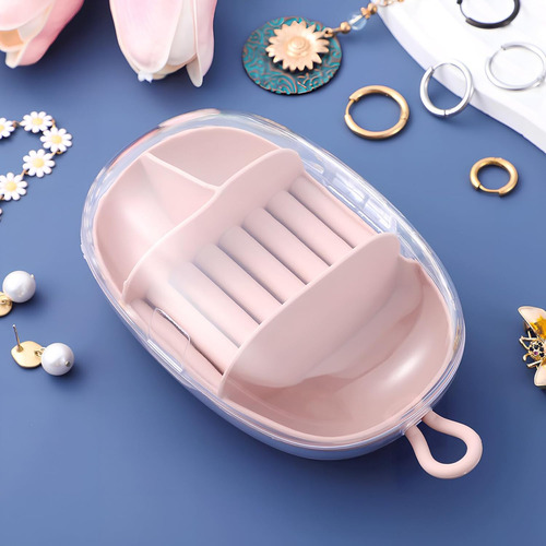 Joyero De Viaje Rosa Portátil Mini Estuche De Viaje, Soporte