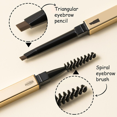 Lápiz De Cejas Triangular Con Cepillo De Cejas En Espiral