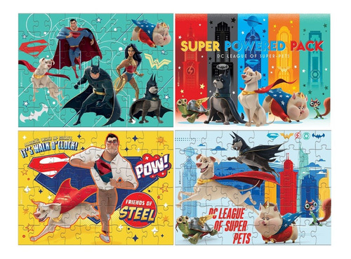 Rompecabezas 4 En 1 Dc League Of Super Pets Ideal Para Niños